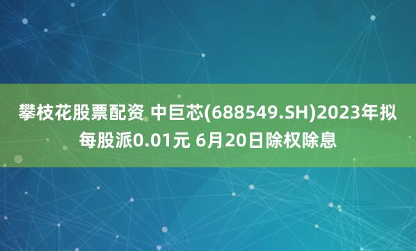 攀枝花股票配资 中巨芯(688549.SH)2023年拟每股派0.01元 6月20日除权除息